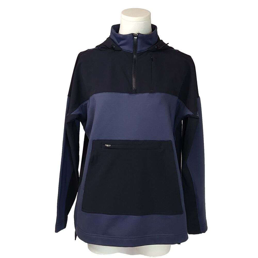 Title Nine Half Zip Hoodie Pullover Women's XS Black Navy Colorblock Gorpcore